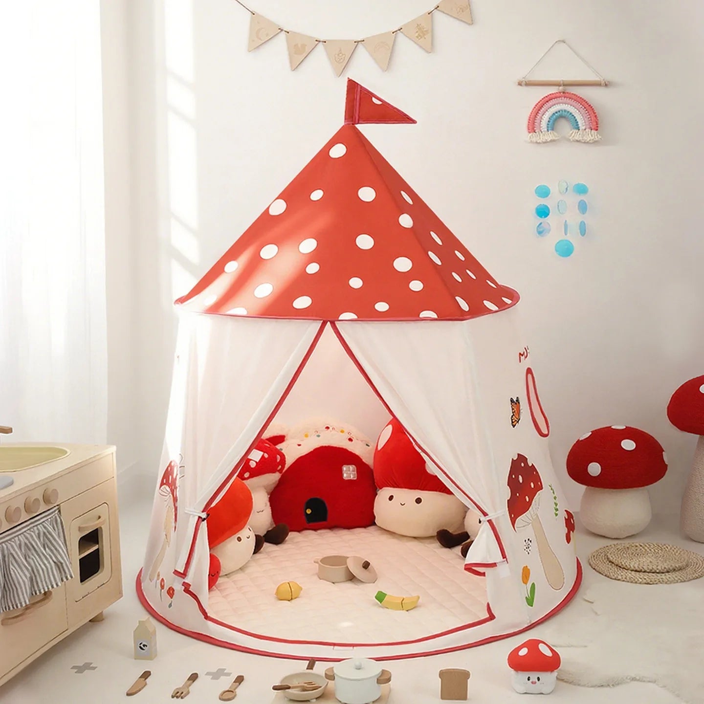 LittleMaylah™ Pop-Up Playhouse Tent – Mushroom Princess Teepee for Kids