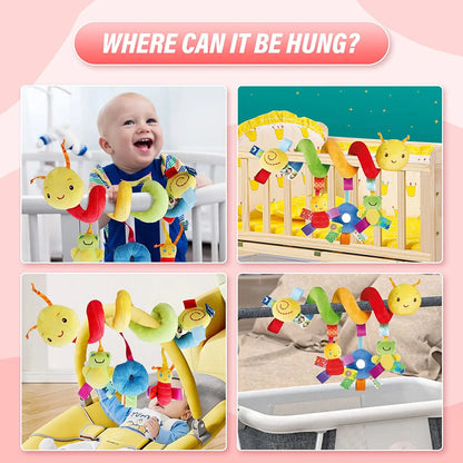 LittleMaylah™ Baby Hanging Toy – Plush Spiral Stroller Activity Toy with Rattles & Squeakers