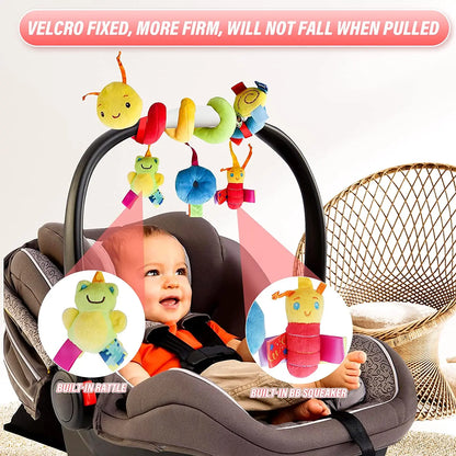 LittleMaylah™ Baby Hanging Toy – Plush Spiral Stroller Activity Toy with Rattles & Squeakers