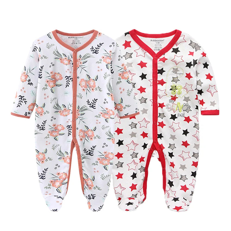 LittleMaylah™ 2-Piece Cartoon Baby Romper Set – Long Sleeve Cotton Jumpsuits (0–12 Months)