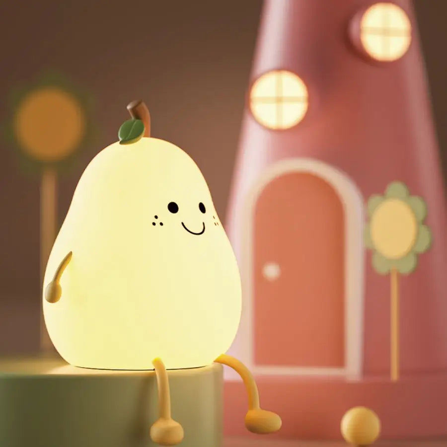 LittleMaylah™ USB Rechargeable Pear Silicone Night Light – Touch Sensor Cat Lamp with Remote