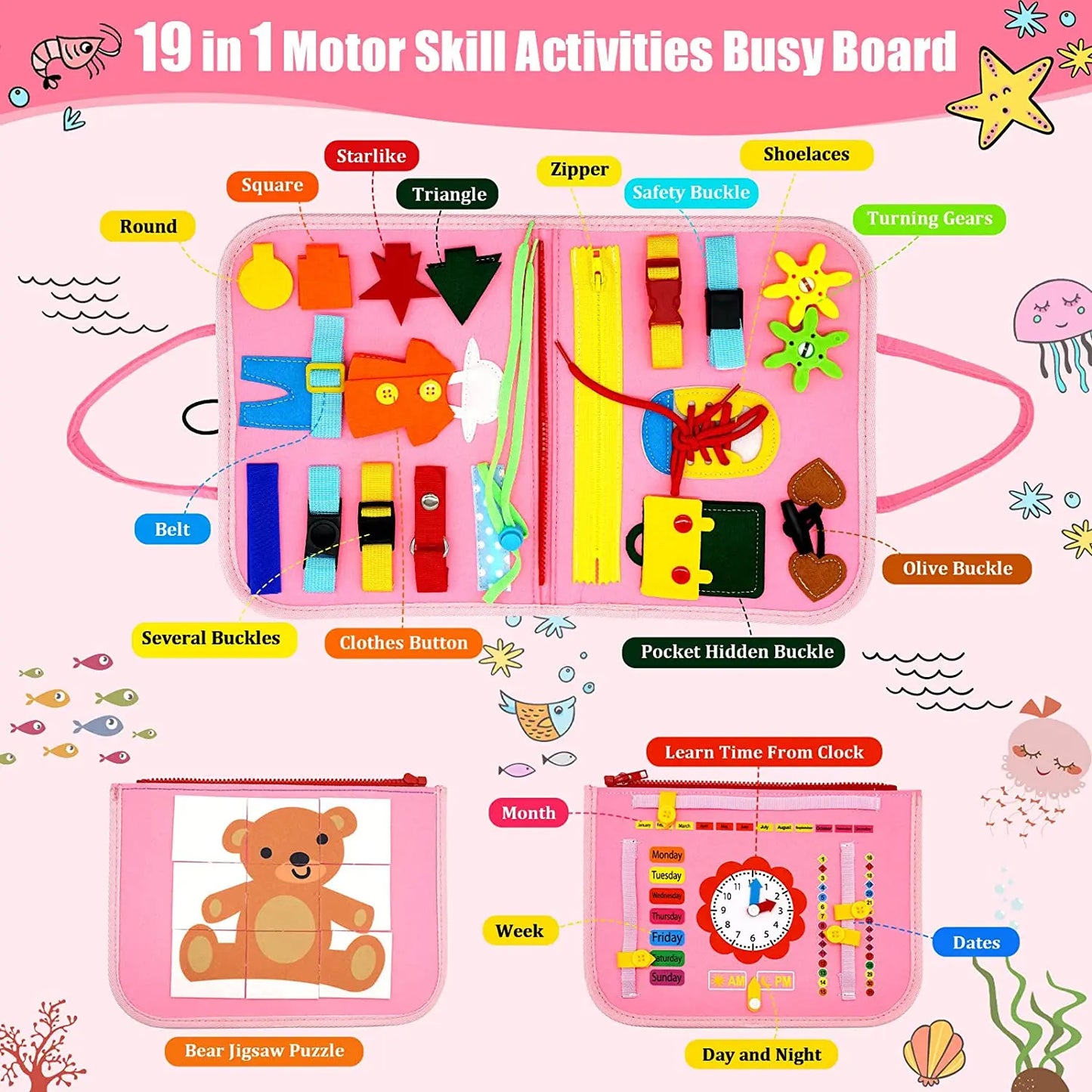 LittleMaylah Toddler Montessori Busy Board