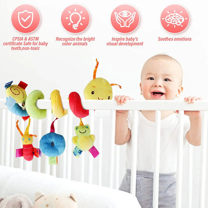 LittleMaylah™ Baby Hanging Toy – Plush Spiral Stroller Activity Toy with Rattles & Squeakers