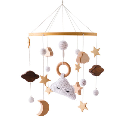 LittleMaylah™ Baby Wooden Bed Bell – Cartoon Rabbit Crib Mobile with Hanging Rattles