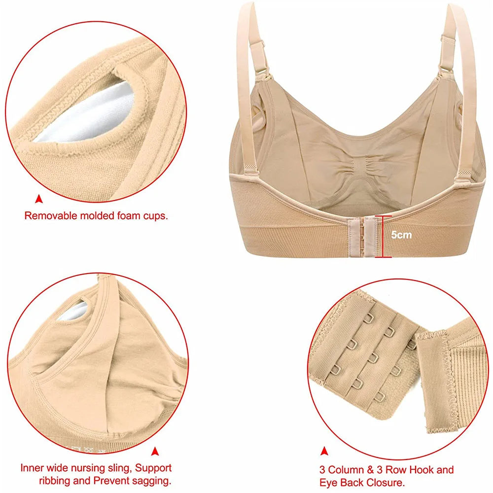 LittleMaylah™ Maternity Nursing Bra – Wirefree, Breathable & Easy-Access Breastfeeding Support (1/3pcs)