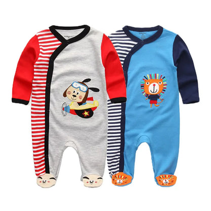 LittleMaylah™ 2-Piece Cartoon Baby Romper Set – Long Sleeve Cotton Jumpsuits (0–12 Months)