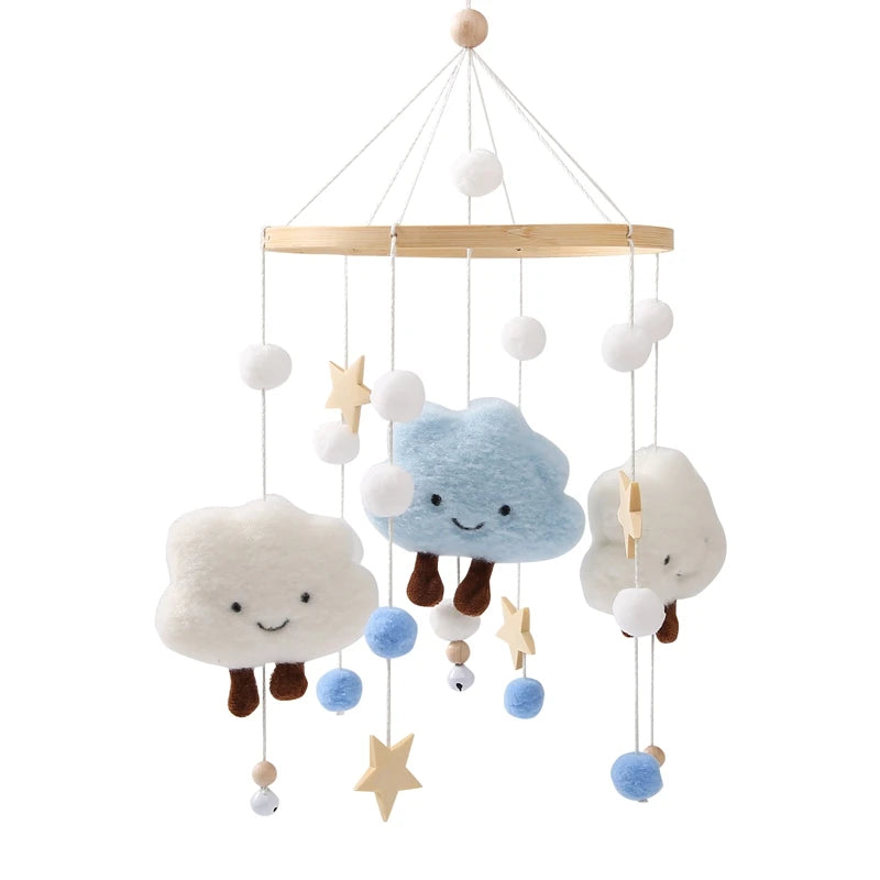 LittleMaylah™ Baby Wooden Bed Bell – Cartoon Rabbit Crib Mobile with Hanging Rattles
