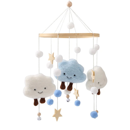 LittleMaylah™ Baby Wooden Bed Bell – Cartoon Rabbit Crib Mobile with Hanging Rattles