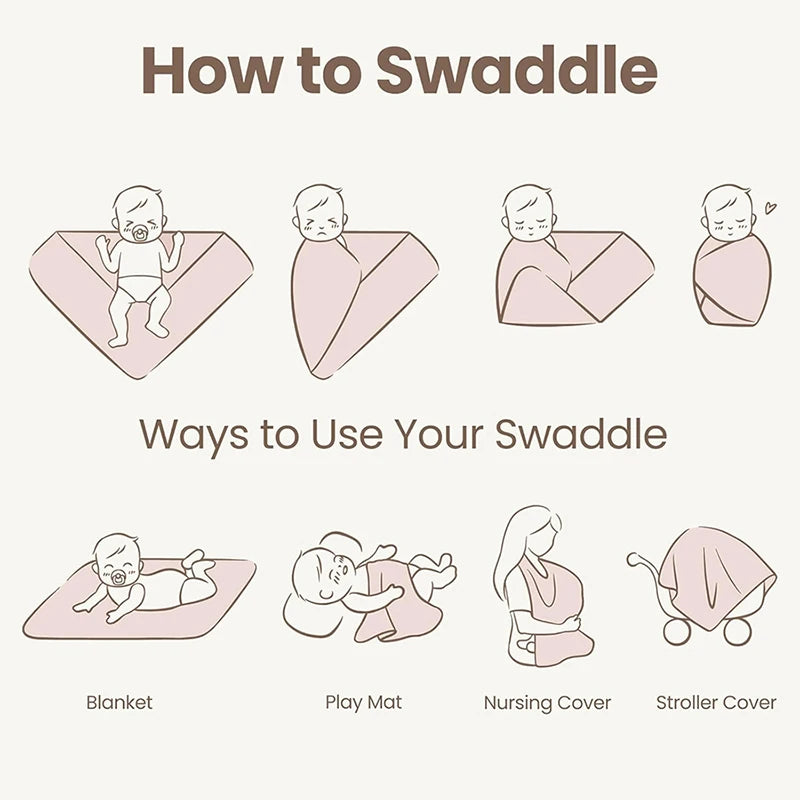 LittleMaylah™ Newborn Swaddle Gift Set – 4-Piece Receiving Blanket with Matching Headband & Beanie