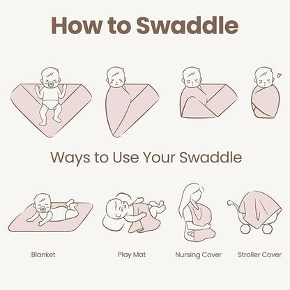 LittleMaylah™ Newborn Swaddle Gift Set – 4-Piece Receiving Blanket with Matching Headband & Beanie