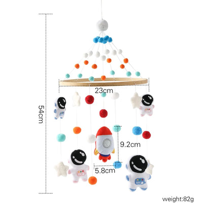 LittleMaylah™ Baby Wooden Bed Bell – Cartoon Rabbit Crib Mobile with Hanging Rattles