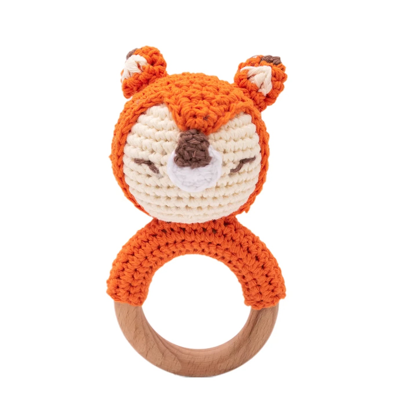 LittleMaylah™ Baby Crochet Rattle Wooden Teether Toy BPA Free Wood Rodent Rabbit Rattle Baby Mobile Play Gym Newborn Educational Music Toys