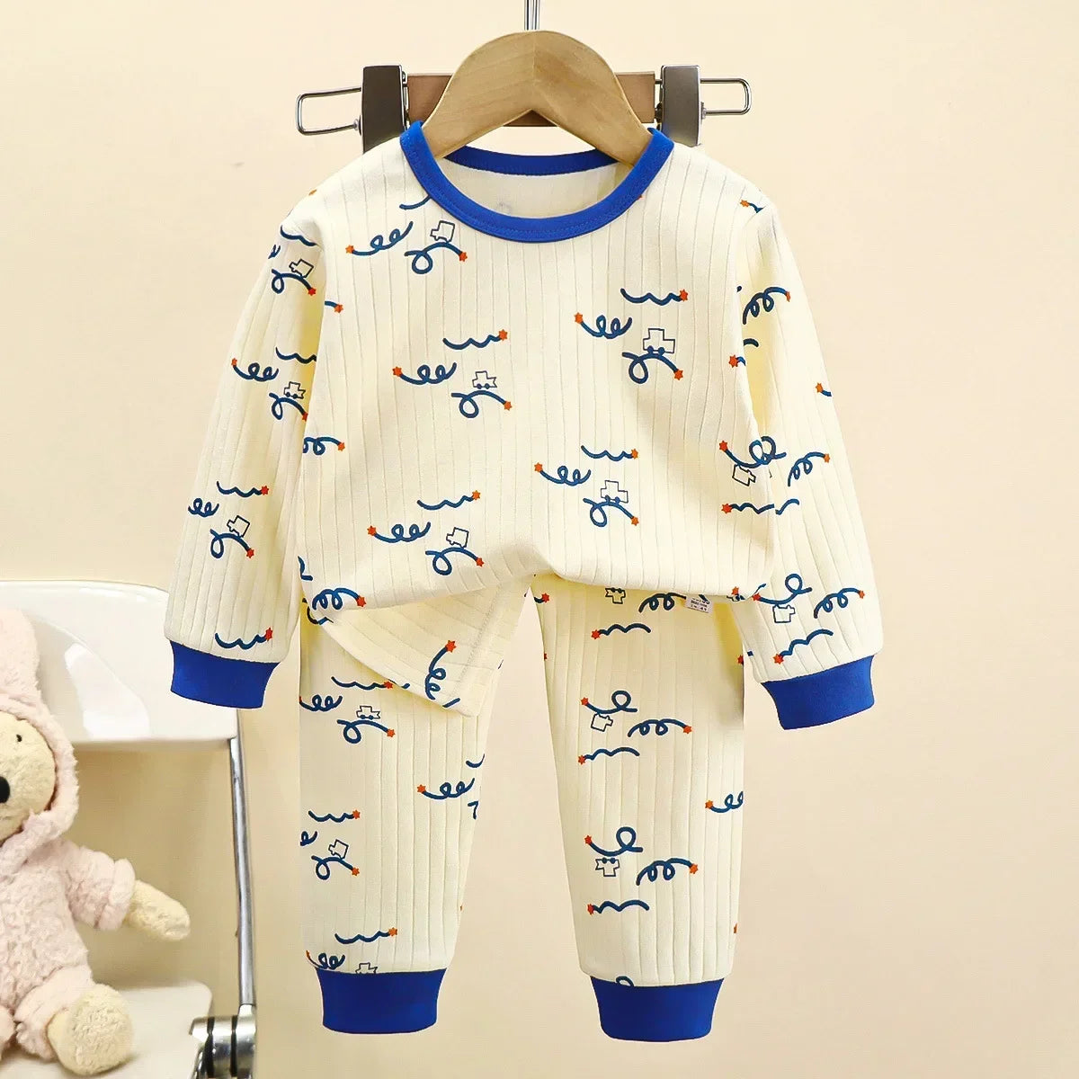 LittleMaylah™ Kids Cotton Warm Pajamas – Cartoon Long Sleeve T-Shirt & Pants Set