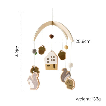 LittleMaylah™ Baby Wooden Bed Bell – Cartoon Rabbit Crib Mobile with Hanging Rattles