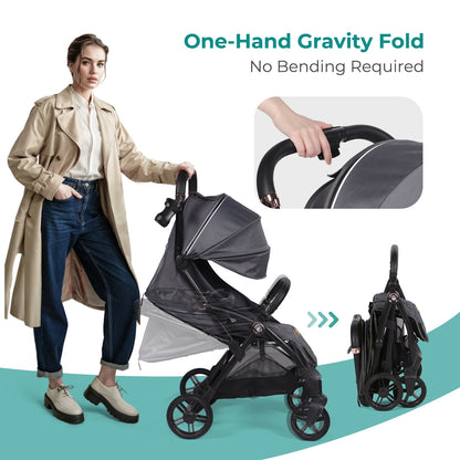 Baby Pushchair,Strollers for Toddlers up to 22KG,Compact & Lightweight One Hand Gravity Foldable Pram,UPF 50+ Canopy
