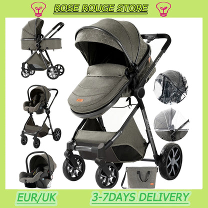 Luxury Baby stroller 3 in 1 Baby carriage pram BABI PRAM 3 IN 1 Portable travel pram Baby carriage High landscape baby stroller