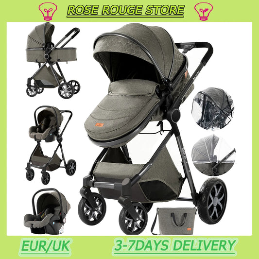 Luxury Baby stroller 3 in 1 Baby carriage pram BABI PRAM 3 IN 1 Portable travel pram Baby carriage High landscape baby stroller
