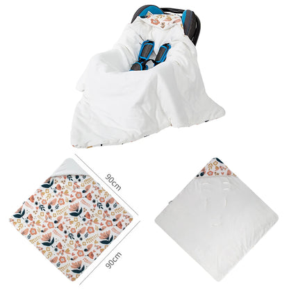 Baby Blanket In Infant Car Seat Soft Cotton Swaddle Wrap With Windproof Hooded Warm For Outside Travel