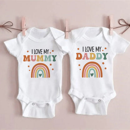 LittleMaylah I Love Mummy & Daddy Rainbow Printed Baby Bodysuits  Body Boys Girls Jumpsuits