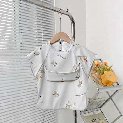 LittleMaylah™ Cute Waterproof Baby Bib – Short Sleeve Feeding Apron with Cartoon Animals