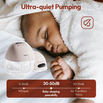 NCVI Electric Wearable Breast Pump for Breastfeeding, Hands-Free, 4 Modes 9 Levels, 3 Flange Sizes(19/21/24mm), Smart Display