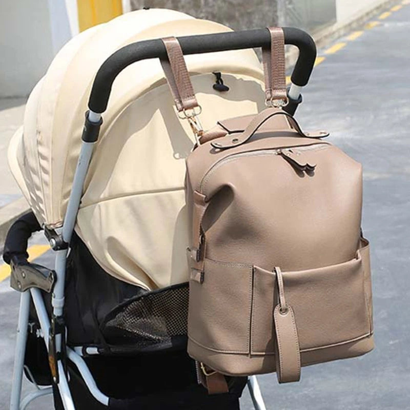 LittleMaylah™ Leather Diaper Bag – Travel Maternity Backpack