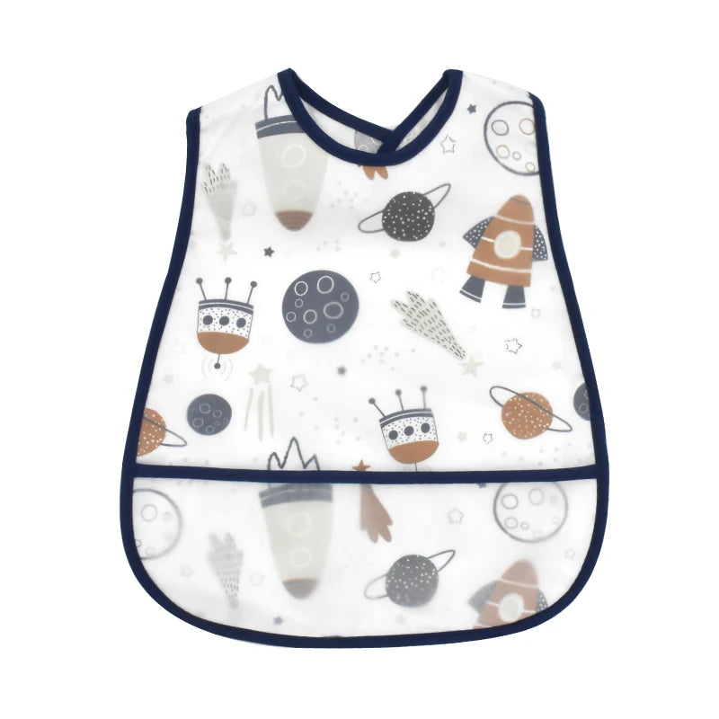 LittleMaylah™ Cartoon Waterproof Baby Bib – Adjustable EVA Feeding Apron with Pocket