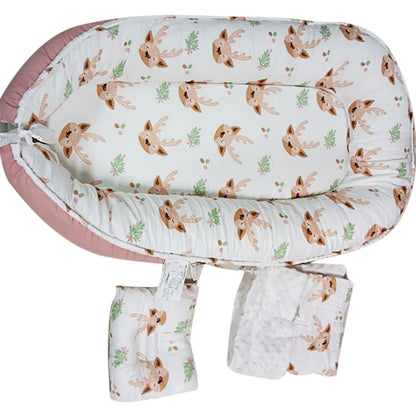 LittleMaylah™ Blush Pink Portable Baby Crib - Dreamy Foldable Bassinet with Breathable Mesh, JPMA Certified Travel Bed for Girls Nursery