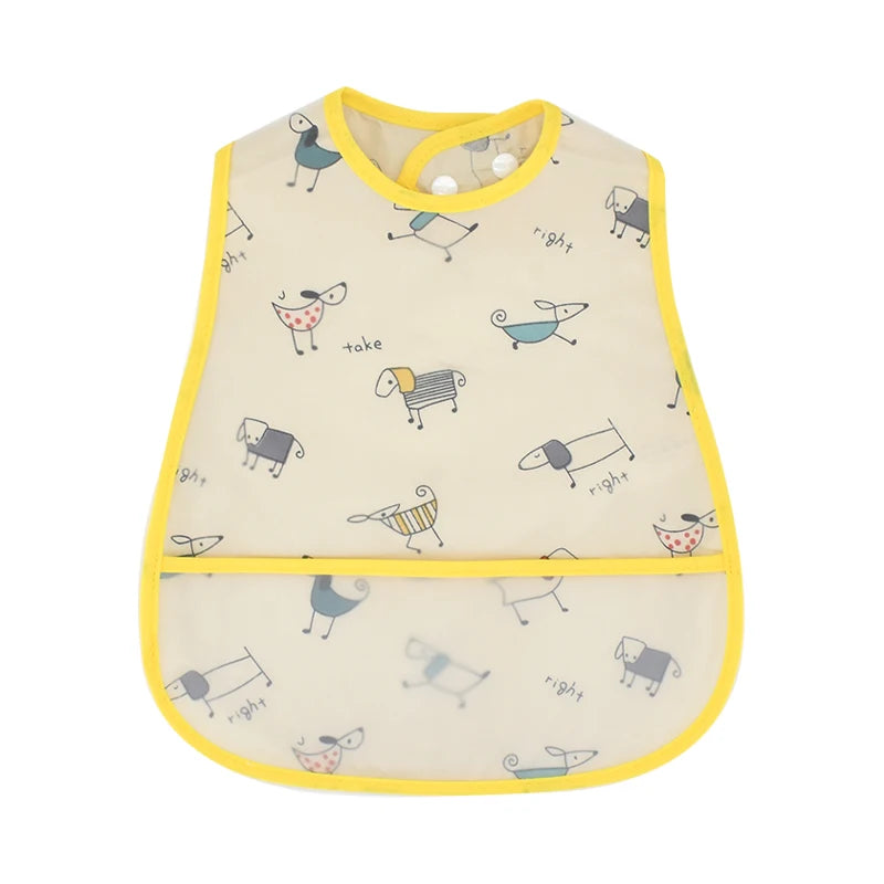 LittleMaylah™ Cartoon Waterproof Baby Bib – Adjustable EVA Feeding Apron with Pocket