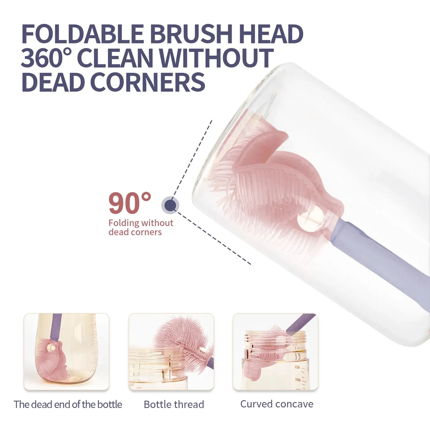 LittleMaylah™ Portable Baby Bottle Cleaning Brush Set – Travel-Sized Silicone Brushes with Drying Rack, Nipple & Straw Cleaner, BPA-Free