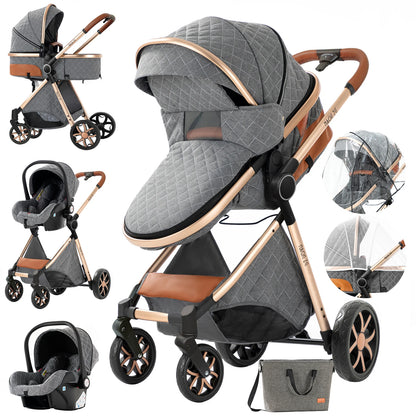 Luxury Baby stroller 3 in 1 Baby carriage pram BABI PRAM 3 IN 1 Portable travel pram Baby carriage High landscape baby stroller