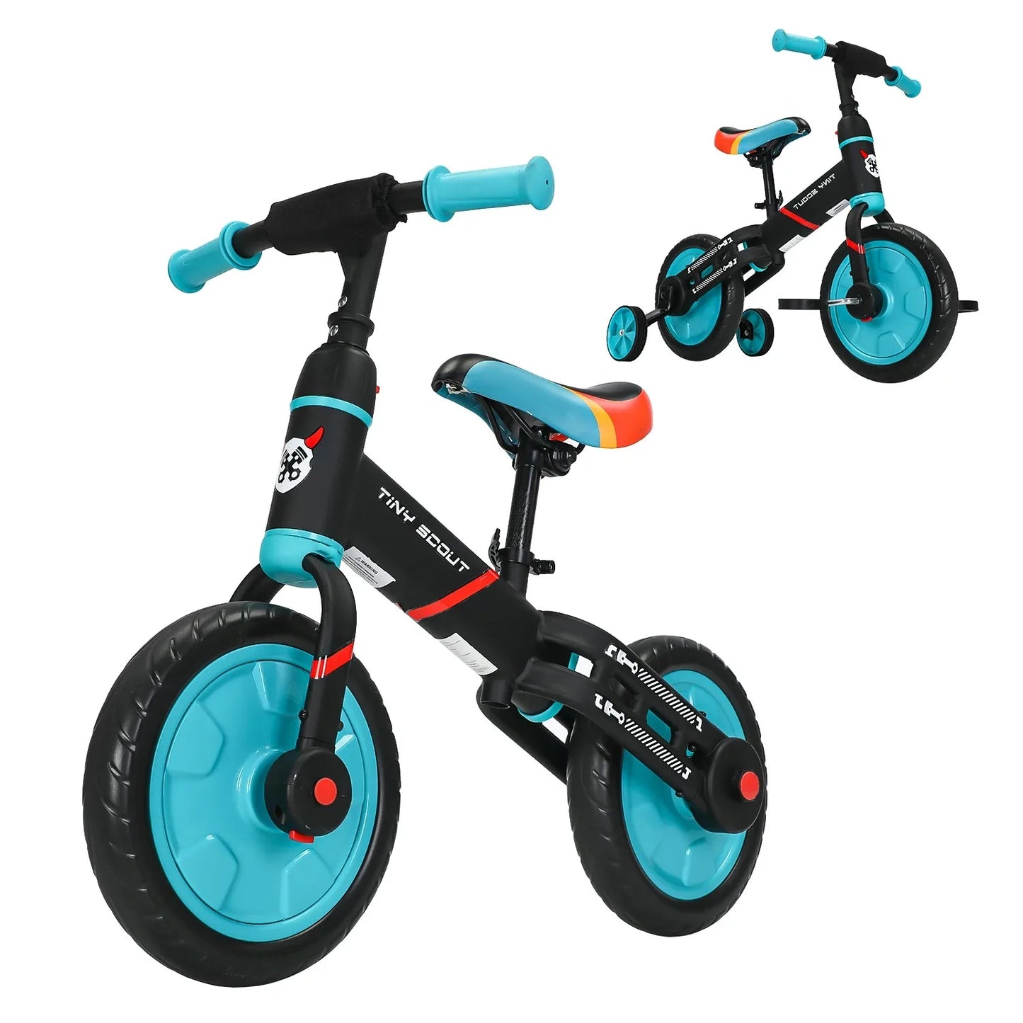 LittleMaylah™ Tiny Scout 4-in-1 Balance Bike – Adjustable Toddler Bike with Optional Pedals & Support Wheels (Ages 3–5, JL102)