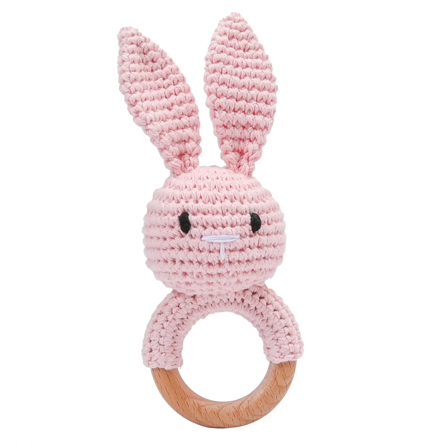 LittleMaylah™ Baby Crochet Rattle Wooden Teether Toy BPA Free Wood Rodent Rabbit Rattle Baby Mobile Play Gym Newborn Educational Music Toys