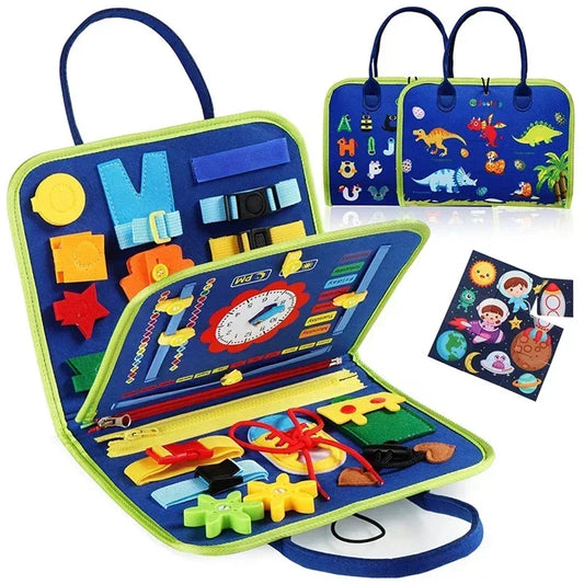 Esjay Busy Board for Toddlers Montessori Toys for Boys, Sensory Board Toy Educational Activities for Fine Motor Skills Learning, Gifts for Toddker Boy Birthday, Toys for Travel Airplane Car