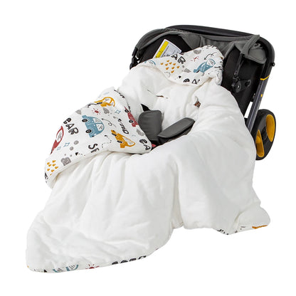 Baby Blanket In Infant Car Seat Soft Cotton Swaddle Wrap With Windproof Hooded Warm For Outside Travel