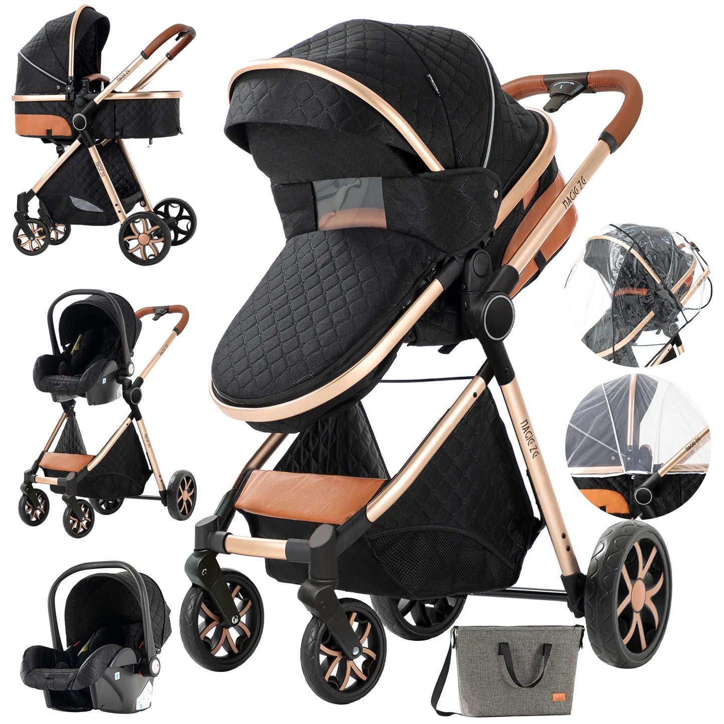 Luxury Baby stroller 3 in 1 Baby carriage pram BABI PRAM 3 IN 1 Portable travel pram Baby carriage High landscape baby stroller