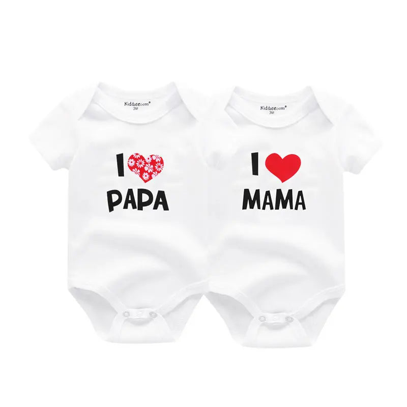 LittleMaylah™ I love Papa Mama Newborn Boy Girl Bodysuits Soft 100%Cotton Baby onesies Twin Clothes
