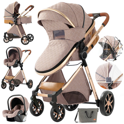 Luxury Baby stroller 3 in 1 Baby carriage pram BABI PRAM 3 IN 1 Portable travel pram Baby carriage High landscape baby stroller