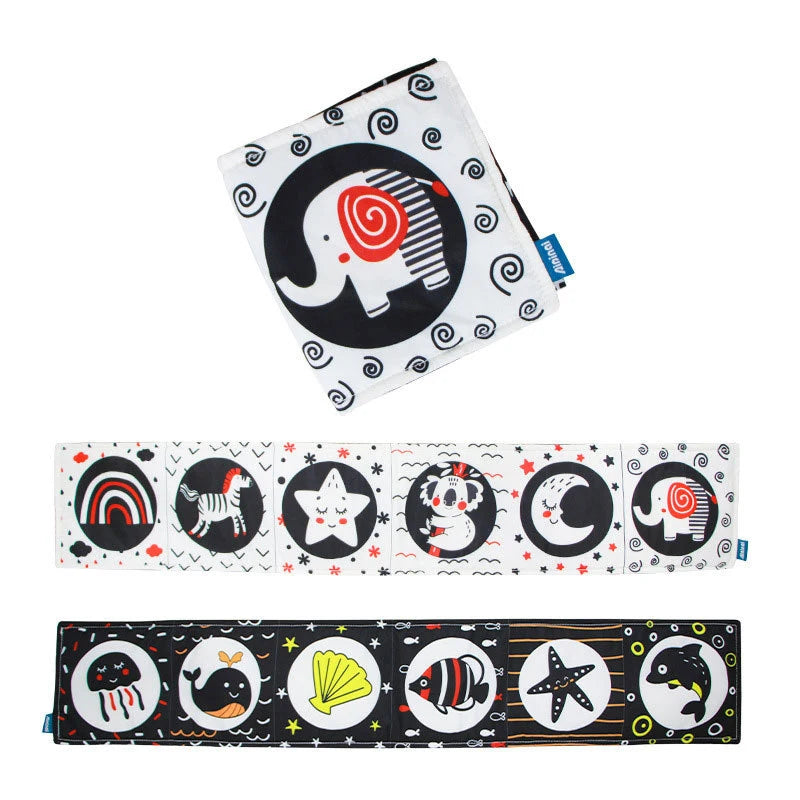 LittleMaylah™ Soft Baby Books 3D Touch Feel High Contrast Cloth Book Sensory Early Learning Stroller Toys for Infant Toddler Gifts 0-12 Months