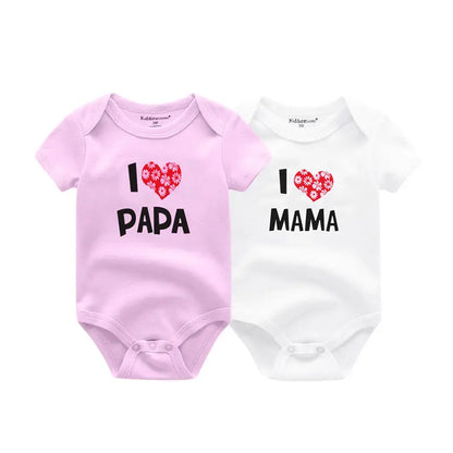 LittleMaylah™ I love Papa Mama Newborn Boy Girl Bodysuits Soft 100%Cotton Baby onesies Twin Clothes