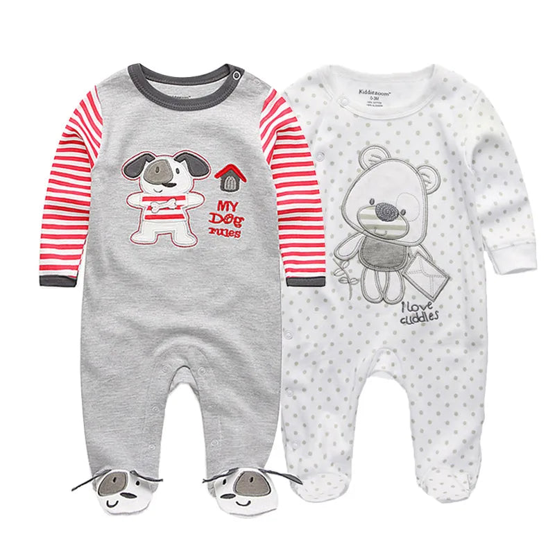 LittleMaylah™ 2-Piece Cartoon Baby Romper Set – Long Sleeve Cotton Jumpsuits (0–12 Months)