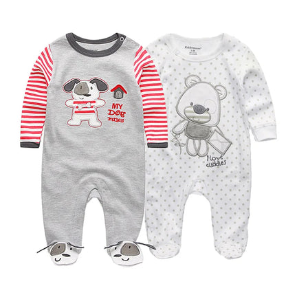 LittleMaylah™ 2-Piece Cartoon Baby Romper Set – Long Sleeve Cotton Jumpsuits (0–12 Months)