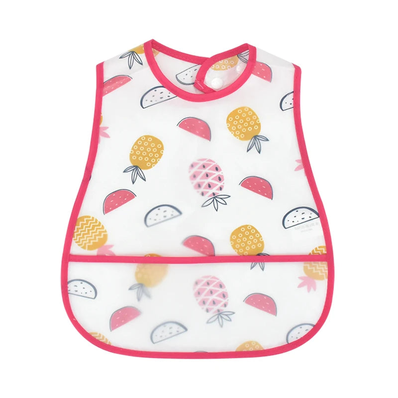 LittleMaylah™ Cartoon Waterproof Baby Bib – Adjustable EVA Feeding Apron with Pocket