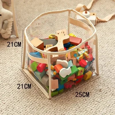 Transparent children's toy storage basket large size toy storage bag large capacity household multifunctional storage basket
