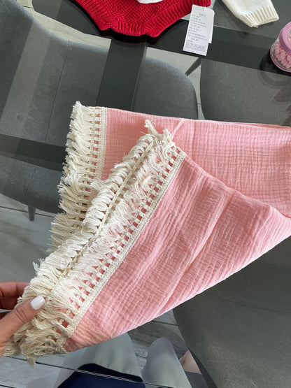 LittleCotton Muslin Swaddle Blankets for Newborn Baby Tassel Receiving Blanket New Born Swaddle Wrap Infant Sleeping Quilt Bed Cover