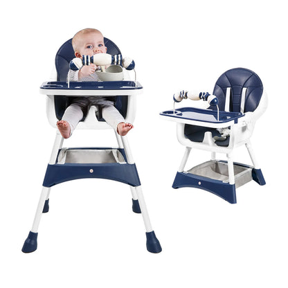 LittleMaylah™ Baby High Chair, Portable Baby Dining Chairs Eat & Play Convertible High Chair with Double-Layer Dinner Plate and Toy Rack