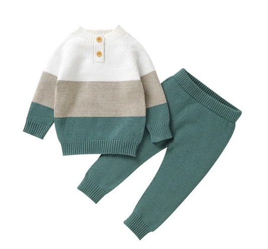 LittleMaylah™ Baby Patchwork Sweater & Pant Set