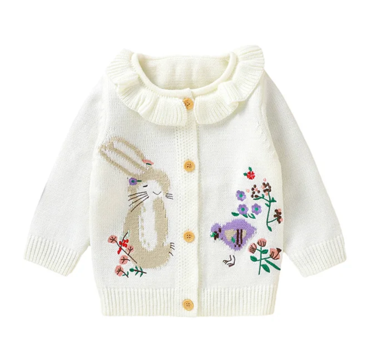 LittleMaylah™ Hop Bunny Ruffled Baby Cardigan