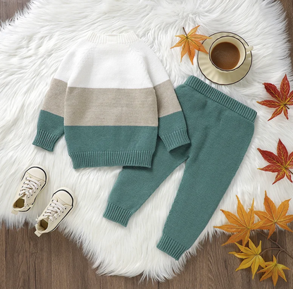 LittleMaylah™ Baby Patchwork Sweater & Pant Set