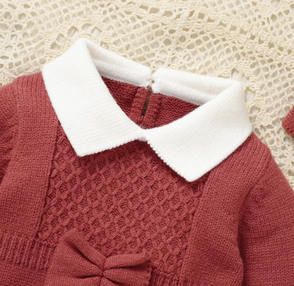 LittleMaylah™ Knitted Baby Girl Romper & Hairband Set